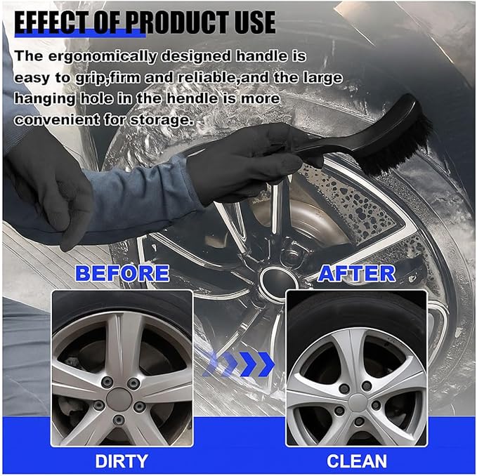 8.3×2.5 Inch Carpet Cleaning Brush, Scrub Brush for Floor Mats, Car Wheel Hub Cleaning Brush for Car Interior and Home, Car Wash Brush Automotive Tire Brush with Soft Bristle Short Handle