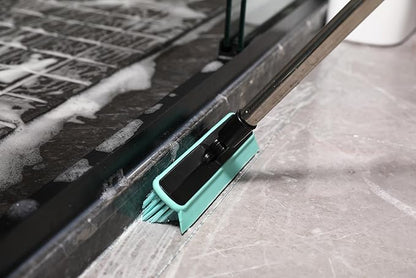 Grout Cleaner Brush with Long Handle, V-Shaped Floor Scrub Brush Swivel Grout Brush Stiff Bristle Floor Grout Scrubber for Bathroom, Tile Line, Crevice, Kitchen, Wall, Deck, Garage (Green)