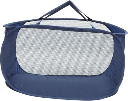 Alipis Large Foldable Mesh Laundry Basket Portable Collapsible Laundry Hamper with Wire Frame for Home Dorm Outdoor Use Space Saving Clothes Storage Organizer