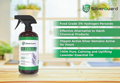 SilverAll Enhanced Hydrogen Peroxide Cleaner + Active Silver | All Purpose Cleaner with Long-Lasting Protective Silver Shield | Food Grade Hydrogen Peroxide 3 Percent | Lavender 1 Pack