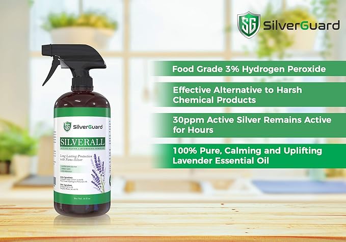 SilverAll Enhanced Hydrogen Peroxide Cleaner + Active Silver | All Purpose Cleaner with Long-Lasting Protective Silver Shield | Food Grade Hydrogen Peroxide 3 Percent | Lavender 2 Pack