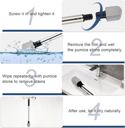 Pumice Stone Toilet Bowl Cleaner, 8 PCs Pumice Stone with 1 Extra Long Handle, 18” Hard Water Toilet Ring Remover, Pumice Stones for Cleaning Toilet, Bath, Kitchen, Pool, Sink