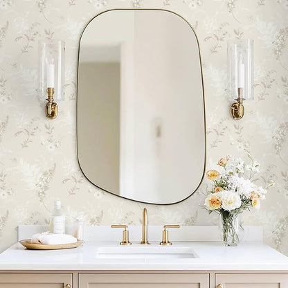 Heroad Beige Wallpaper Floral Peel and Stick Wallpaper Delicate Flower Contact Paper for Cabinets Drawers Waterproof Removable Wall Paper Self Adhesive Stick on Walls Decor Vinyl Roll 17.3''x78.7''