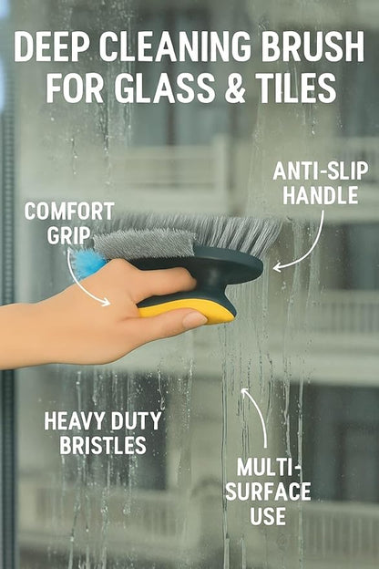Bathroom Cleaning Brush with Comfort Grip Handle, Multi-Functional Scrub Brush for Tile, Grout, Shower, Kitchen Sink & Floor Cleaning