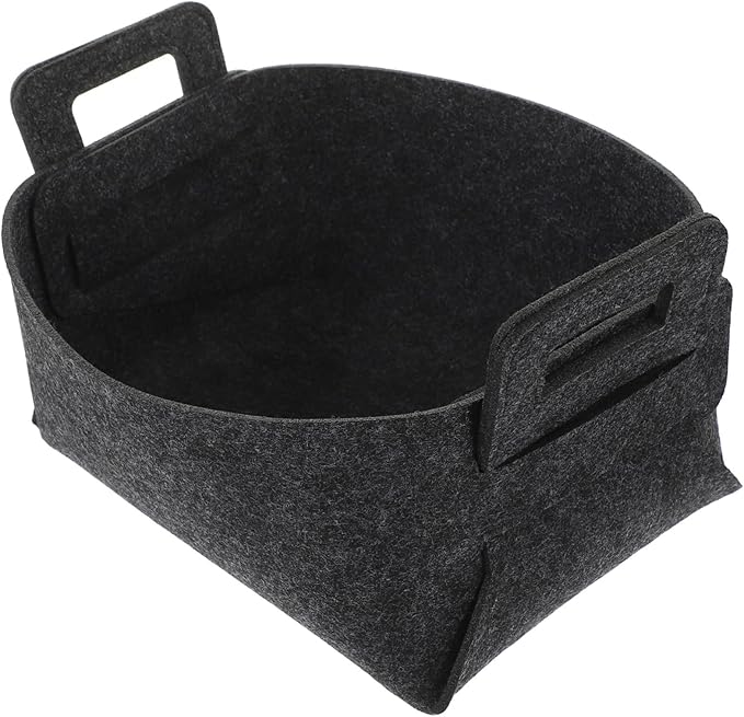 GLEAVI Foldable Portable Laundry Hamper Basket Capacity Clothes Storage Organizer for Bedroom Bathroom Decorative Dark Gray Felt Laundry Basket