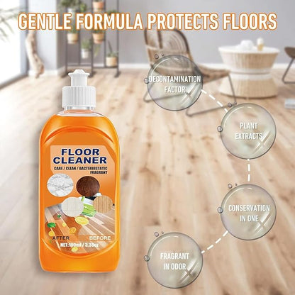 Floor Cleaner, Powerful Decontamination Floor Cleaner, Orange Floor Cleaner, Multipurpose Floor Cleaner Liquid for Wood Floor, Ceramic Tile (2PC)