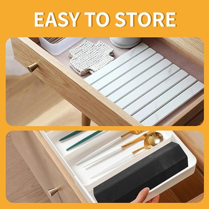 Stone Dish Drying Mat for Kitchen Counter, 24''×16'' Quick Dry Stone Dish Matt Collapsible Water Absorbing Diatomaceous Earth Drying Organizer Mat for Dishes Bottles Cups, Any Countertop(White Marble)