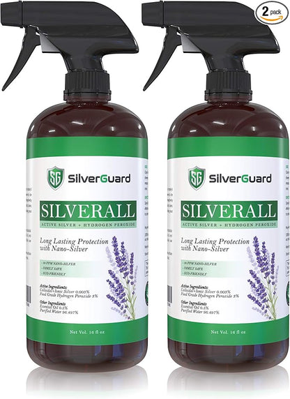 SilverAll Enhanced Hydrogen Peroxide Cleaner + Active Silver | All Purpose Cleaner with Long-Lasting Protective Silver Shield | Food Grade Hydrogen Peroxide 3 Percent | Lavender 2 Pack