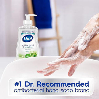 Dial Antibacterial Defense Liquid Hand Soap + Aloe, Aloe Scent, 11 Fl Oz (Pack of 12), Dermatologist-Tested Hand Wash, Gentle Formula