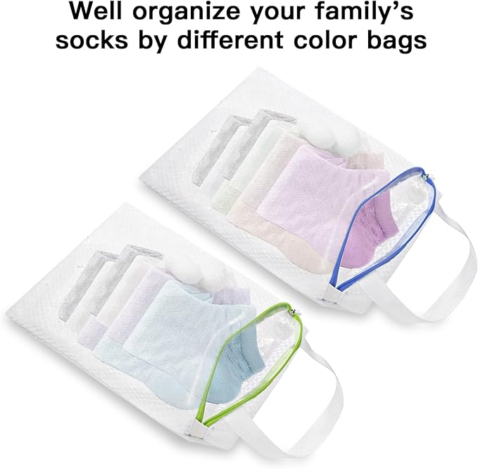 5 PACK Hanging Mesh Laundry Bags with S Metal Hooks,10x12 Inch Hanging Socks Laundry Bags, Washing Machine, for Ball Storage, Travel, Toys, Sports Factories, Dorms
