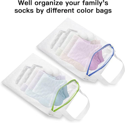 5 PACK Hanging Mesh Laundry Bags with S Metal Hooks,10x12 Inch Hanging Socks Laundry Bags, Washing Machine, for Ball Storage, Travel, Toys, Sports Factories, Dorms