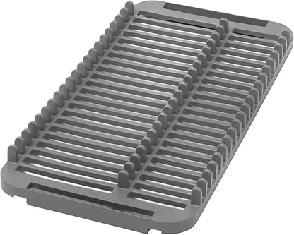 Umbra Udry Dish Rack and Microfiber Drying Mat – Space-Saving Design Folds Up for Easy Storage, Rack with Caddy, Gray