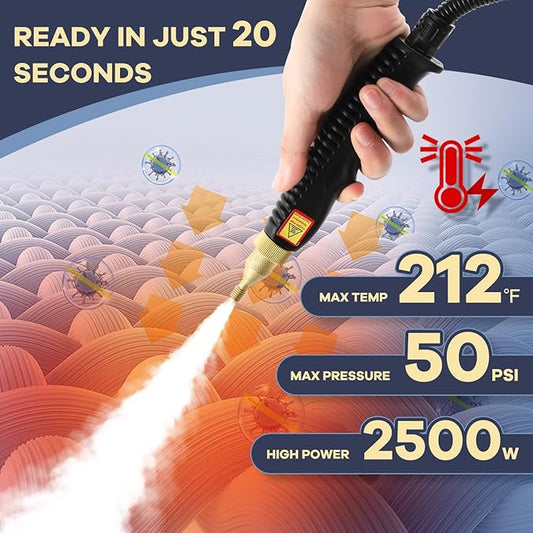 Moongiantgo High Pressure Steam Cleaner, 2500W Portable High Temp Bathroom Power Steamer Cleaning Machine For Home Use Grout Tile Kitchen Grease Car Detailing Engine (110V, Red)