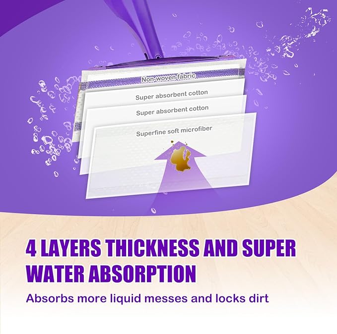 50 Pack Wet Jet Pad Refills for Swiffer Wet Jet Mop Pads, Wet Jet Mopping Pads for Multi Surface Floor Cleaning, 4 Layers Thickened & Super Absorbent.