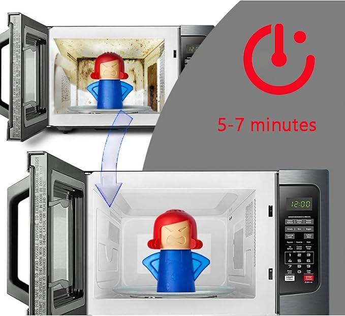 Angry Mama Microwave Cleaner only with Water and Vinegar Cleans your Kitchen Easily and Safe without Chemical Agent, Reusable Cute Steam Remover as Lovely Tool and Gift to Cooker Auto Cleaning