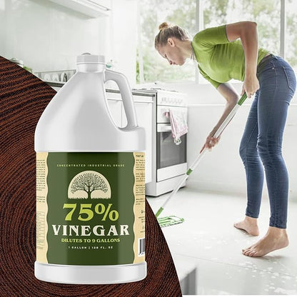 75% Pure Concentrated Strong Vinegar for Cleaning, High Strength Industrial and Household Cleaner, Gardening and Yard Vegetation Control, 1 Gallon (128 Fl oz), Pack of 4