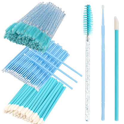 300 PCS Eyelash Extension Supplies Kit, Disposable Micro Swab Brush, Eyebrow Spoolie, Lip Brush, Mascara Wand Applicator (Light blue kits)