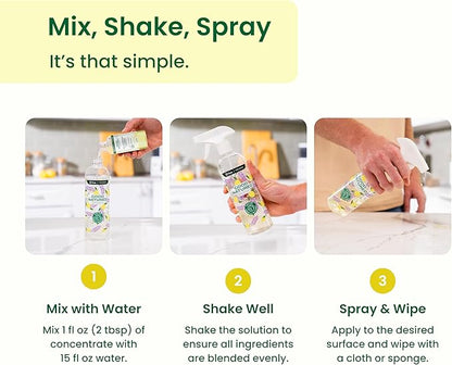 Good Natured Brand All-Purpose Cleaner Concentrate | Multi-Surface Cleaner | Natural Lemon Essential Oil | Multipurpose Cleaner Concentrate All Surfaces | Lemon Love | 16oz makes 256oz