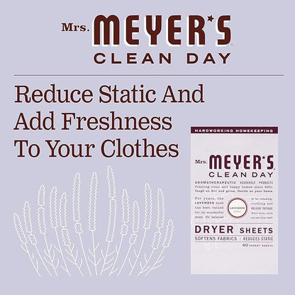 Mrs. Meyer's Clean Day Dryer Sheets Lavender, 80 Count (Pack of 3)