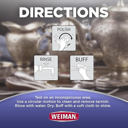 Weiman Jewelry Polish Cleaner and Tarnish Remover Wipes - 20 Count (2 Pack) with Polishing Cloth - Use on Silver Jewelry Antique Silver Gold Brass Copper and Aluminum