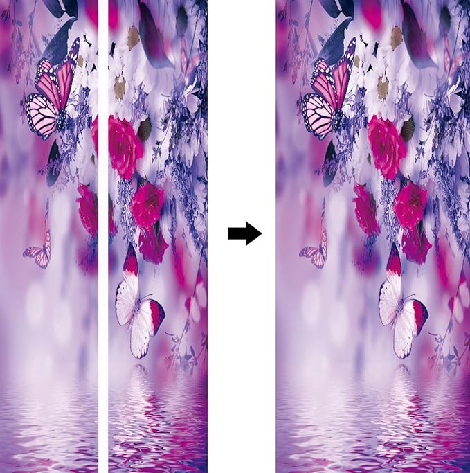 A.Monamour 3D Door Stickers for Interior Doors Red White Flowers and Butterflies Vinyl Waterproof Self Adhesive Door Mural Decals for Bedroom Office Bathroom 85x215cm