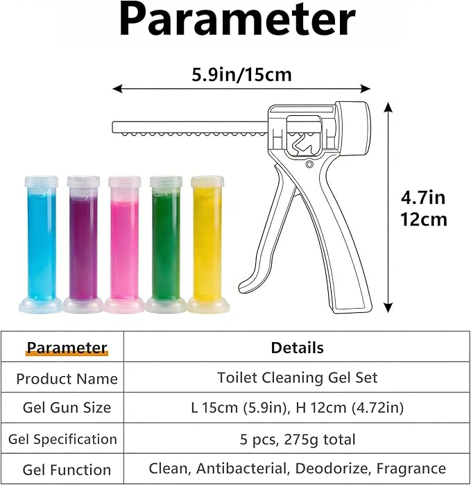 Li&Zhao Toilet Gel Stamps 5 Pack with 5 Different Long-Lasting Refreshing Scents, Flower Shaped Toilet Bowl Cleaners Gel for Interior Cleaning, Includes Gel Thruster