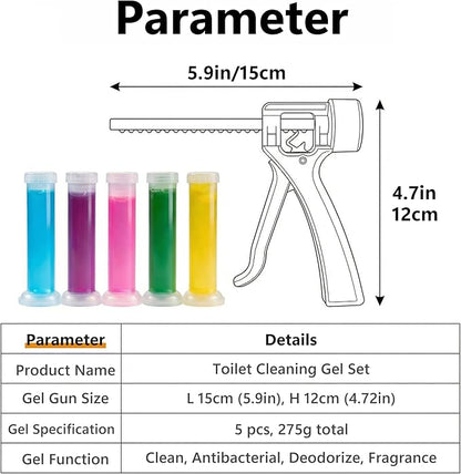 Li&Zhao Toilet Gel Stamps 5 Pack with 5 Different Long-Lasting Refreshing Scents, Flower Shaped Toilet Bowl Cleaners Gel for Interior Cleaning, Includes Gel Thruster