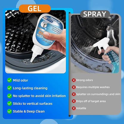 Mold Stain Remover Gel, 8 fl oz Heavy Duty Washing Machine Cleaner for Front Loader Washing Machine Seal, Bathroom Grout, Shower, Caulk - Front Load Washer Cleaning Solution