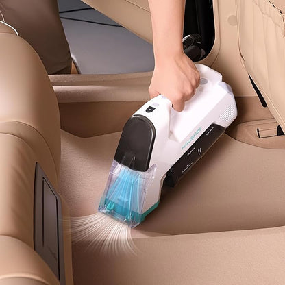 HAUSHOF Handheld Carpet Cleaner, 12V Cordless Portable Carpet Cleaner, 6.5KPa Spot Cleaner with 2 Water Tanks, Type-C Charge, Spot & Stain Cleaner, Handheld Upholstery Cleaner for Stairs, Car
