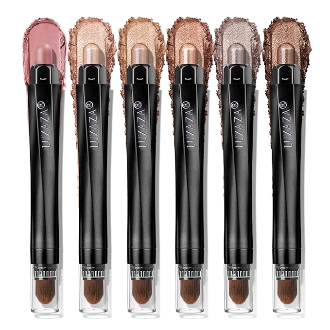 Neutral Eyeshadow Stick Makeup 6PCS Set, Brown Nude Metallic Shimmer Matte Cream Eye Shadow Eyeliner Brightener Pencil Crayon - BROWN CANYON