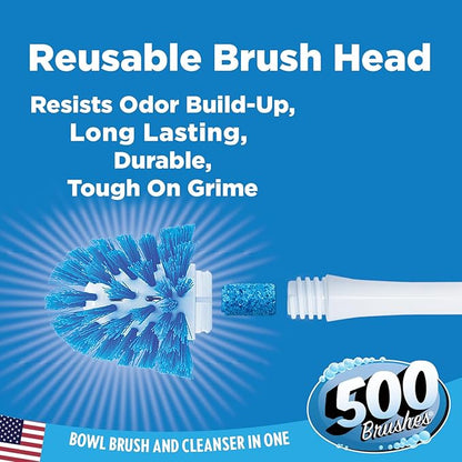 LOLA Self Dispensing Toilet Brush System, 2 Nylon Bristle Cleaning Wands w/ 20 Long-Lasting Concentrated Cleaner Tablets, 4 Refillable Heads 2 Caddies, No Liquid Cleaner Needed, Refillable & Reusable