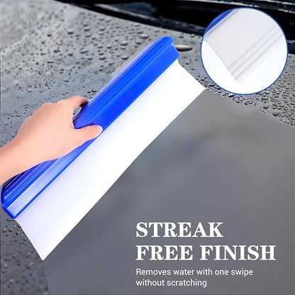 6 Pack 12” Silicone Car Drying Squeegee, 3-Layer T-Bar Water Blade Professional Automotive Water Wiper, Wash Cleaner Wiper for Car Window Glass Bathroom