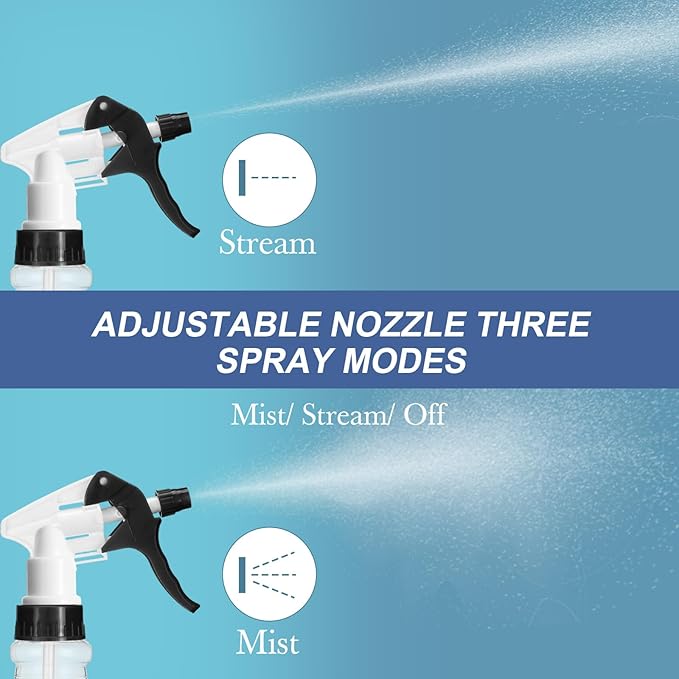 10 Pack Spray Bottles 16 oz Empty Water Spray Bottles for Cleaning Heavy Duty Refillable Squirt ‌container with Measurements Adjustable Nozzle for Household (Black and White,Clear Style)