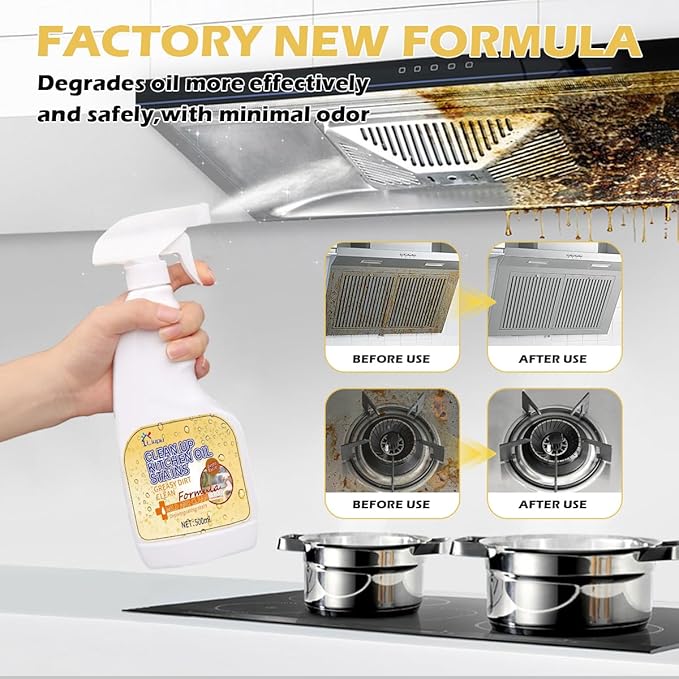 2pcs All Purpose Cleaner, Remove Stains Cleaning Spray, Lemon Breeze Scent Multipurpose Heavy Duty Degreaser, Kitchen Cleaning Supplies Removes Oil Stains On Microwave & Oven & Stove Top