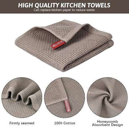 Nialnant 100% Cotton Kitchen Dish Towels,Waffle Weave Dish Cloths for Washing Dishes,Soft Absorbent Dish Rags,Quick Drying Cleaning Rags-12x12 in, 6 Pack