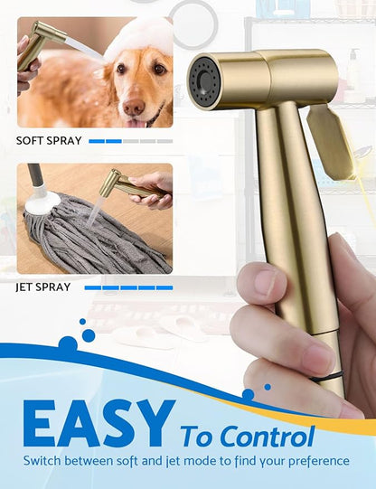 Gold Handheld Bidet Sprayer for Toilet, BRITULIF Jet Sprayer for Toilet Muslim Shower, Adjustable Bidets Attachment forToilet Feminine Wash
