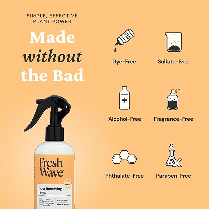 Fresh Wave Orange Scent Odor Removing Spray, 8 fl. oz. | Pack of 2 | Odor Absorber for Home, Furniture, Fabrics & Trash | Safer Odor Relief