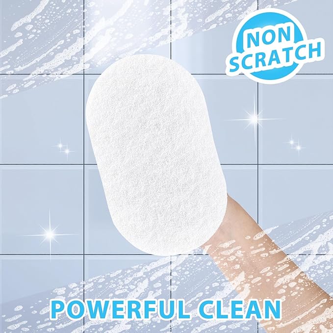 Handle Bath Tub Scrubber, Non Scratch Bathroom Scouring Pad, Bathtub Scrubber Soap Scum Remover for Shower Tile Grout Sink Pool Step & Corner, Heavy Duty Cleaning Sponge Scrub, 2 PCS