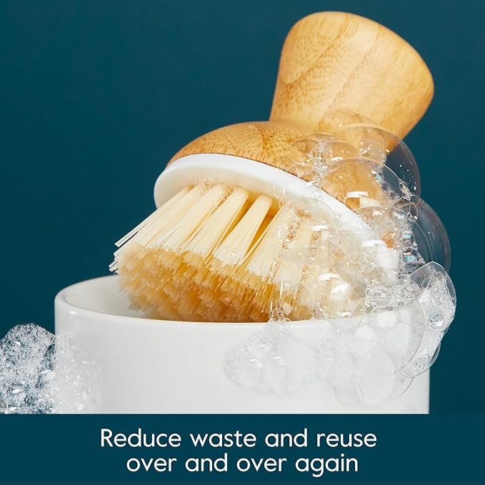 Grove Co. Bubble-Up Dish Brush, 2-Pack, Ergonomically Designed Dish Scrubber, Replacement Dish Scrub Brush, Removes Tough Messes, Gentle on Dishes, Sustainable Solution to The World's Waste Problem