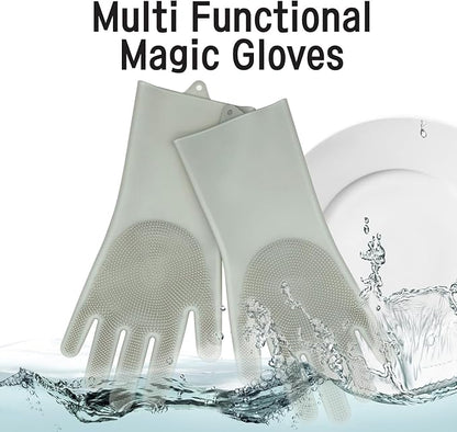 Silicone Magic Gloves: Ultimate Cleaning Gloves for Dishwashing, Kitchen, Pet, and Car - Heat & Cold Resistant, Non-Slip, Reusable - Eco-Friendly Scrubbing Gloves for Household Cleaning Food Grade