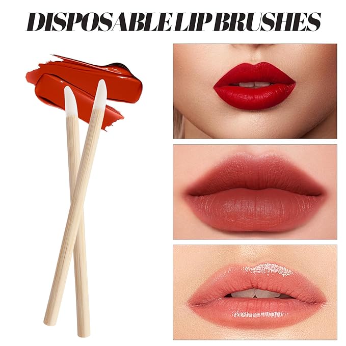 300 pcs Eyelash Extension Supply Kits 200pcs Disposable Double pointed head Wooden Micro Brush 50pcs Eyebrow Lash Spoolie 50pcs Lip Brush Mascara Wand Applicator Makeup Tools (Bamboo pink kits)