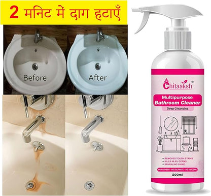 All-Purpose Cleaner Spray Lemongrass Fragrance | Removes Oil, Hard Water & Limescale Stains from Taps, Tiles, Chimney & Countertops | Kitchen Surface Cleaning Spray (200ml)
