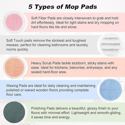 10 Pack Electric Mop Pads, 6.3/6 Inch Spin Power Mop Replacement Pads for bissell/alfabot/vmai/teko/eous/vm6/devoac/kactor/redkey/gobot/devoac/shark- Round Spinwave Spin Mop Pads for Floor Cleaning
