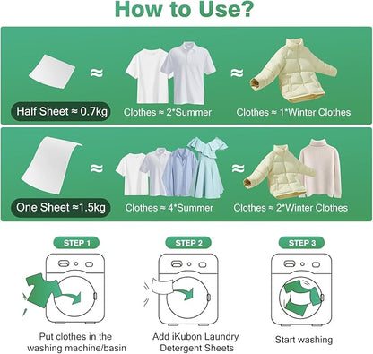 Laundry Detergent Sheets, Hypoallergenic Laundry Sheets Detergent, Eco Liquidless Laundry Detergent, No Plastic & Easy Carry for Travel/Home/Dorm - Up to 60 Loads - Fresh Scent