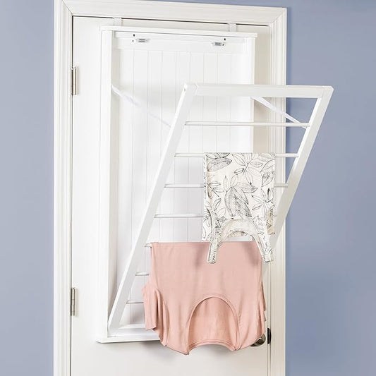 Honey-Can-Do The Perfect Wall Mounted Clothes Rack with Drying Rod and Drying Rack, A Space-Saving, Efficient Solution for Drying Clothes at Home, Keeping Your Laundry Organized and Your Space Neat