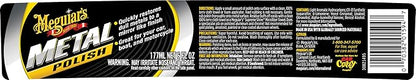 Meguiar's G211606 Metal Polish, Safe for All Uncoated Metals, Removes Stains and Swirls for a Quick and Easy Clean, Restores Shine, Pairs Well with Our Wheel Polisher Tool, 6 Oz