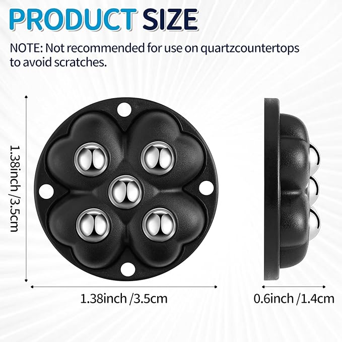 4 PCS Caster Wheels 360° Rollers Compatible with Ocedar Bucket,Self Adhesive Rollers for Mop Bucket,Kitchen Small Appliances,Trash Can,Black Color