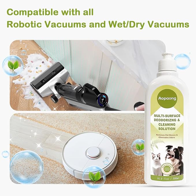 Multi-Surface Floor Cleaning Solution Household Floor Cleaner Care for All Robot Vacuums with Mopping and Cordless Wet/Dry Vacuums (16.9Fl Oz/500ML) 2 bottles