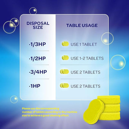 Garbage Disposal Cleaner and Deodorizer Tablets - Kitchen Sink Cleaner and Deodorizer, Septic Safe, Lemon Scent, Removes Odor-Causing Residues (12 Pack)