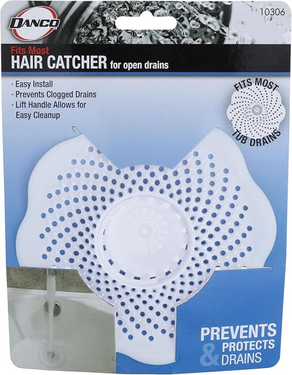 Danco 10306, Tub Protector Hair Cather and Strainer, Hair Drain Clog Prevention Drain Snake, Snare and Auger